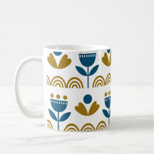 Taza De Café Arte folclórico escandinavo, patrón colorido.