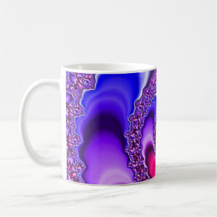 Taza De Café Arte fractal en espiral rosa, púrpura y azul