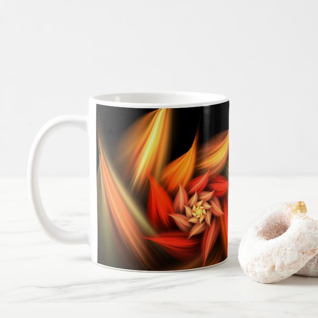Taza De Café Arte fractal floral (Con donut)