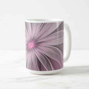 Taza De Café Arte fractal floral abstracto de flor de ciruela d
