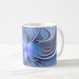 Taza De Café Arte fractal moderno abstracto lavanda azul