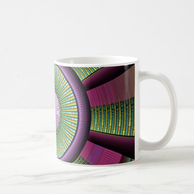 Taza De Café Arte Fractal Moderno, Redondo Y Colorido (Derecha)
