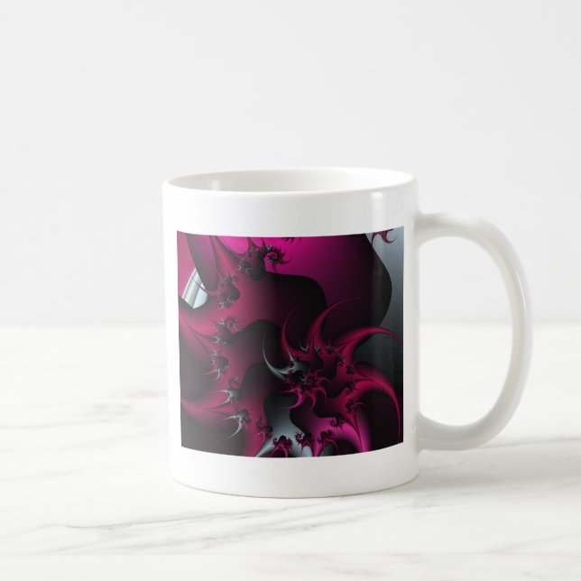 Taza De Café arte fractal rosa (Derecha)