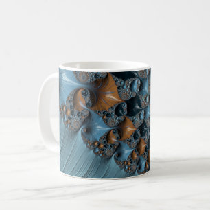 Taza De Café Arte fractal turquesa del suroeste