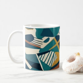 Taza De Café Arte geométrico abstracto moderno - Naranja Teal R