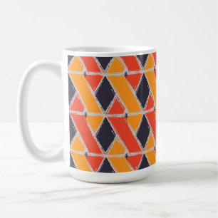 Taza De Café Arte geométrico de trazo de busco amarillo, rojo,