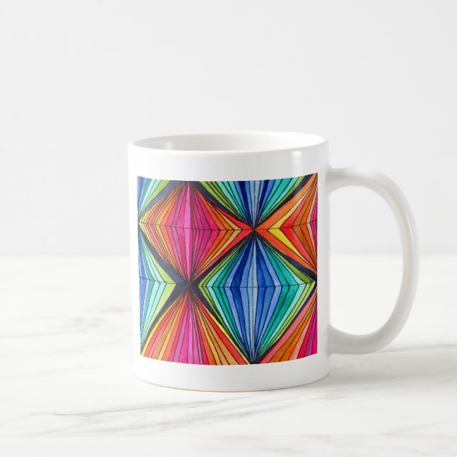 Taza De Café Arte geométrico óptico arcoiris (Derecha)
