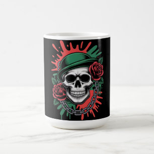 Taza De Café Arte gráfico atrevido: calavera con sombrero bowle