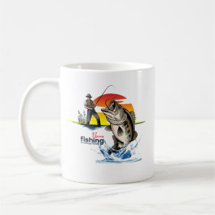 Taza De Café Arte Gráfico de Pesca de Lubina Vintage [Hombre] #