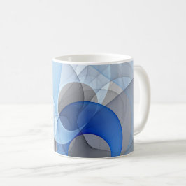 Taza De Café Arte gráfico fractal abstracto azul gris moderno