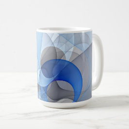 Taza De Café Arte gráfico fractal abstracto azul gris moderno
