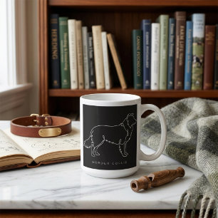 Taza De Café Arte gráfico minimalista de Border Collie en línea