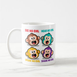 Taza De Café Arte gráfico moderno de los cuatro monos sabios