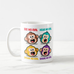 Taza De Café Arte gráfico moderno de los cuatro monos sabios