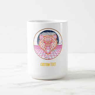Taza De Café Arte gráfico retro ciberpunk geométrico de oso neo