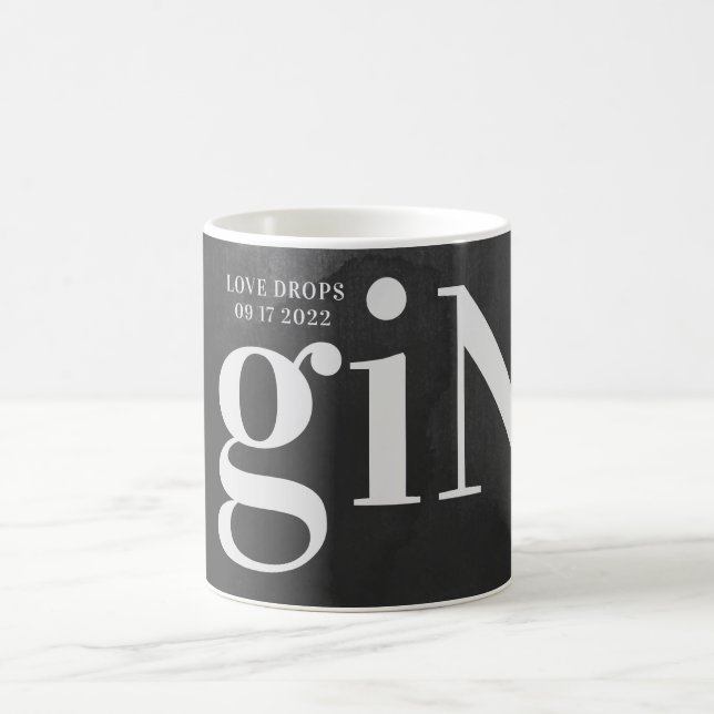 Taza De Café Arte Gris Gran Monograma Moderno Negrita (Centro)