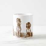 Taza De Café Arte gruñón de la sepia del vintage de cuatro<br><div class="desc">Cuatro bulldoges de mirada divertidos hilarantes en un papel, cada uno que lleva un sombrero de copa, un par de vidrios, un bowtie y fumando un cigarro. Los consideraría todos los caballeros del inconformista:) quién están a punto de asistir a una cierta ocasión especial. Añada su idea de un poco...</div>