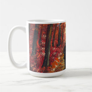 Taza De Café Arte hecho a mano - Bosque naranja