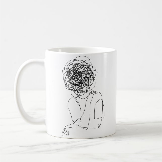 Taza De Café arte humano caótico emocional clásico negro (Izquierda)