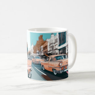 Taza De Café Arte impreso de coches americanos clásicos, Coches