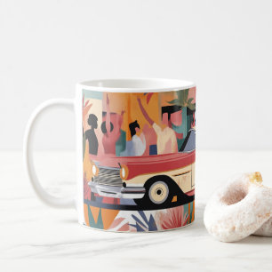 Taza De Café Arte impreso de coches americanos clásicos, Coches