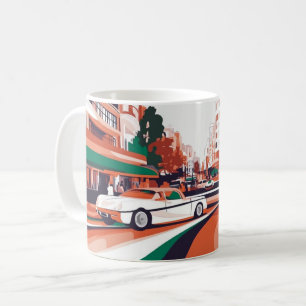 Taza De Café Arte impreso de coches americanos clásicos, Coches