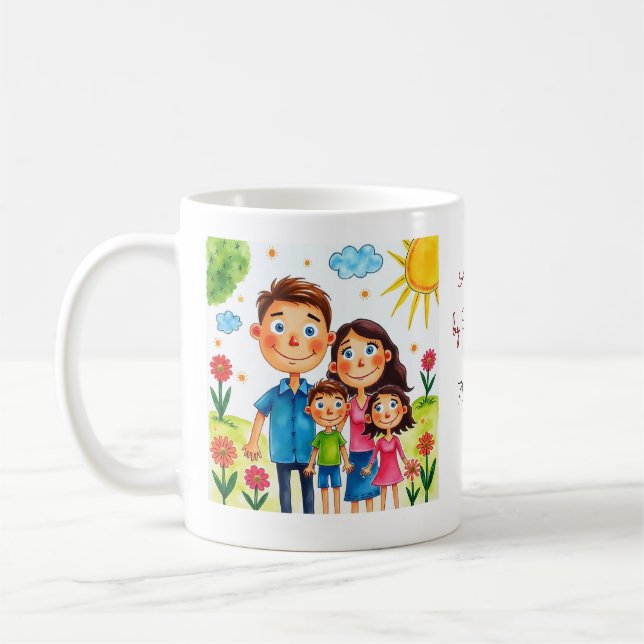 Taza De Café arte infantil personalizado| drenaje de niños (Izquierda)