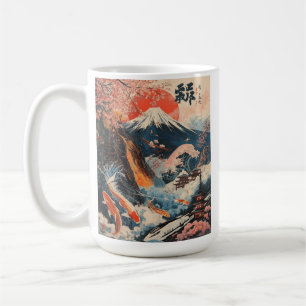 Taza De Café Arte japonés de flor de cerezo y carpa del Monte F
