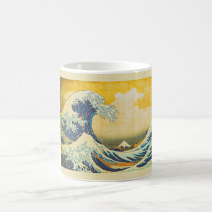 Taza De Café Arte japonés de la onda del vintage gran