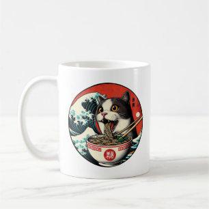 Taza De Café Arte Japonés de Ramen de Gato Estilo Vintage