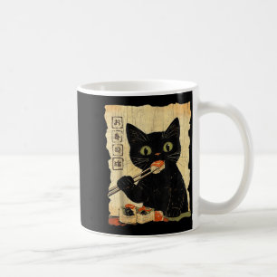 Taza De Café Arte japonés estético gráfico de sushi de gato vin