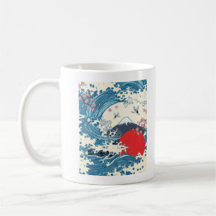 Taza De Café Arte japonés retro de la gran ola de Hokusai
