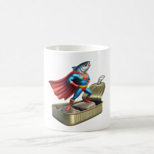 Taza De Café Arte legendario de superhéroe de sardina épica