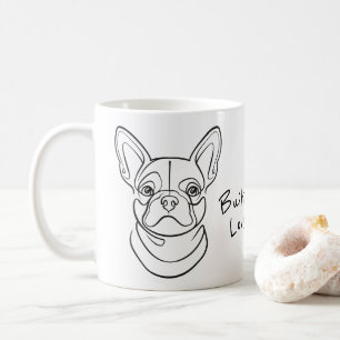 Taza De Café Arte lineal de Bulldog Francés. Construido pequeño