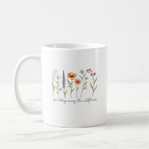 Taza De Café Arte lineal de flores silvestres minimalistas - El