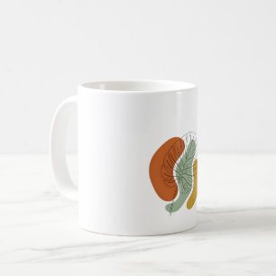 Taza De Café Arte lineal de hoja de Monstera moderno de mediado