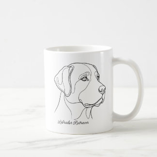 Taza De Café Arte lineal minimalista monocromático de Labrador 