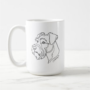Taza De Café Arte lineal minimalista monocromático de Schnauzer