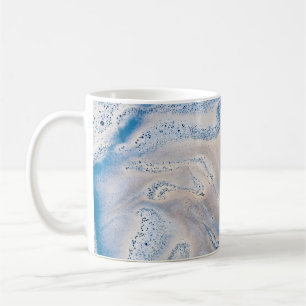 Taza De Café Arte líquido azul y blanco