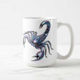 Taza De Café Arte Mecánico Escorpión Cibernético Iridescente