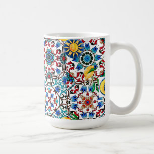 Taza De Café arte mediterráneo, marroquí,mosaico,limón