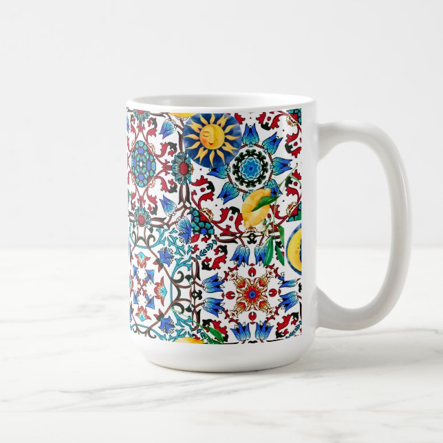 Taza De Café arte mediterráneo, marroquí,mosaico,limón (Derecha)