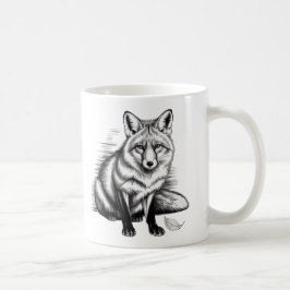 Taza De Café Arte minimalista de la línea Fox - Tinta negra emo