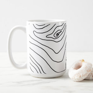 Taza De Café Arte minimalista de línea blanca y negra Diseño 