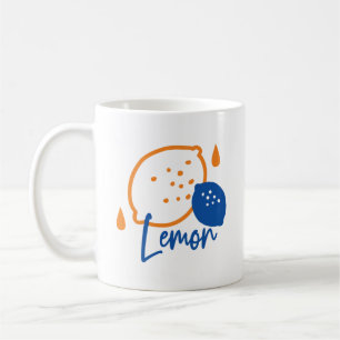 Taza De Café Arte minimalista de línea de limón - Fruta de cítr