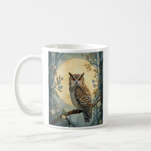 Taza De Café Arte Místico de Búho bajo la Luz de la Luna en el