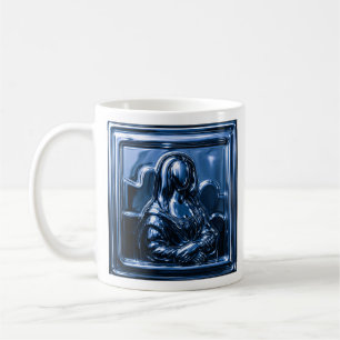 Taza De Café Arte Mona Azul Chrome