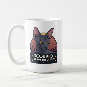 Taza De Café Arte Mortal Silencioso Gato Sphynx Zodiaco Escorpi