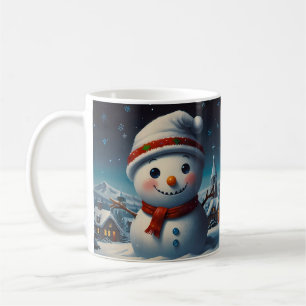 Taza De Café Arte Navideño del Muñeco de Nieve Caprichoso