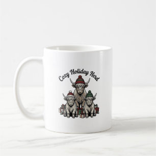 Taza De Café Arte Navideño Vintage Vacas Altas de las Tierras A
